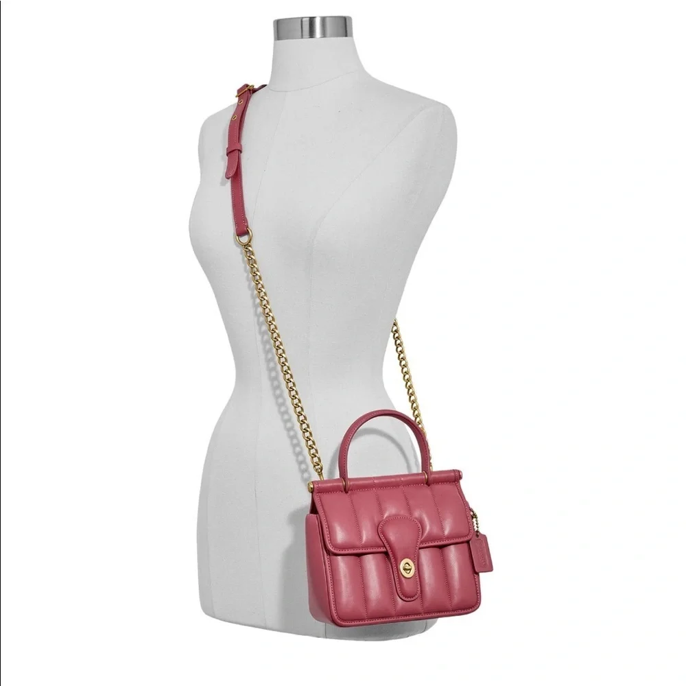 Coach Originals Quilted Quilties Willis 18 Top Handle Bag B4 Rouge Leather NWT